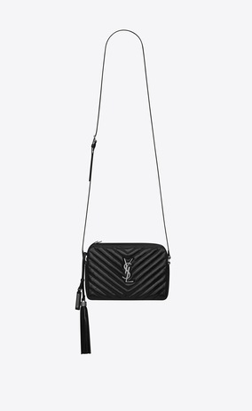 SAINT LAURENT Camera bag Damen kleine lou kameratasche aus schwarzem matelassé-leder a_V4